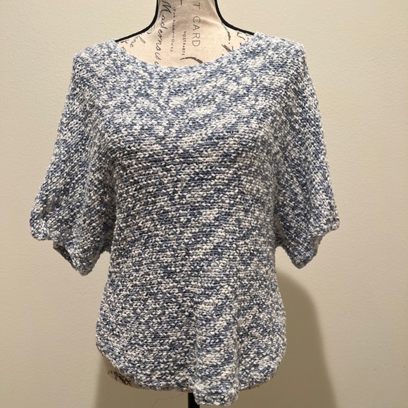 Anthropologie Project Scoop Neck Dolman Kaftan-Style Sweater Blue Open-Knit S - Picture 1 of 9